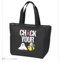 Check Your Boo Bees Funny Breast Cancer Halloween Gift Tote Bag thumb 3