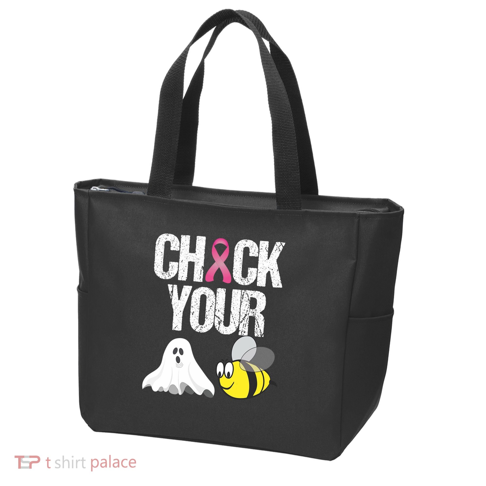 Check Your Boo Bees Funny Breast Cancer Halloween Gift Tote Bag