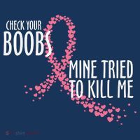 Check Your Boobs Mine Tried To Kill Me Pink Ribbon Heart Breast Cancer Women's Hoodie thumb 2