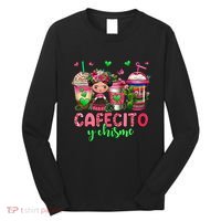 Cafecito Y Chisme Funny Spanish Mexican Coffee Lover Long Sleeve Shirt thumb 0