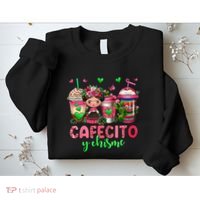 Cafecito Y Chisme Funny Spanish Mexican Coffee Lover Sweatshirt thumb 2