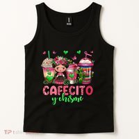 Cafecito Y Chisme Funny Spanish Mexican Coffee Lover Tank Top thumb 2
