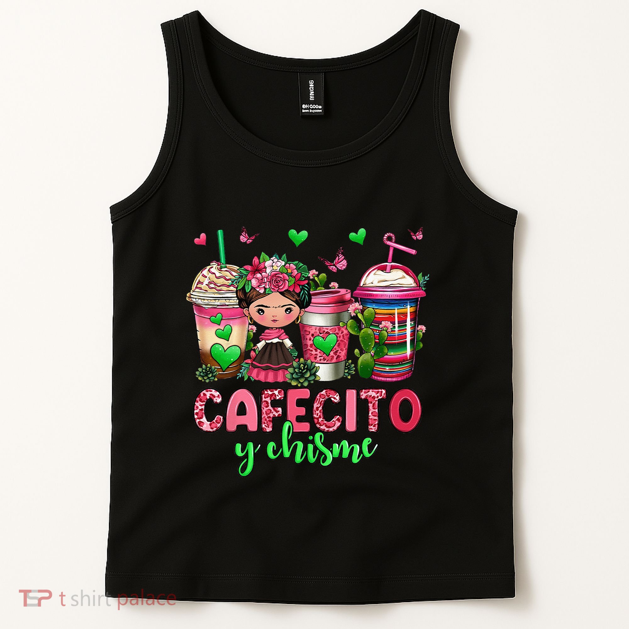 Cafecito Y Chisme Funny Spanish Mexican Coffee Lover Tank Top