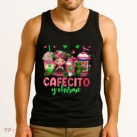 Cafecito Y Chisme Funny Spanish Mexican Coffee Lover Tank Top thumb 3