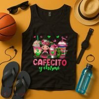 Cafecito Y Chisme Funny Spanish Mexican Coffee Lover Tank Top thumb 4