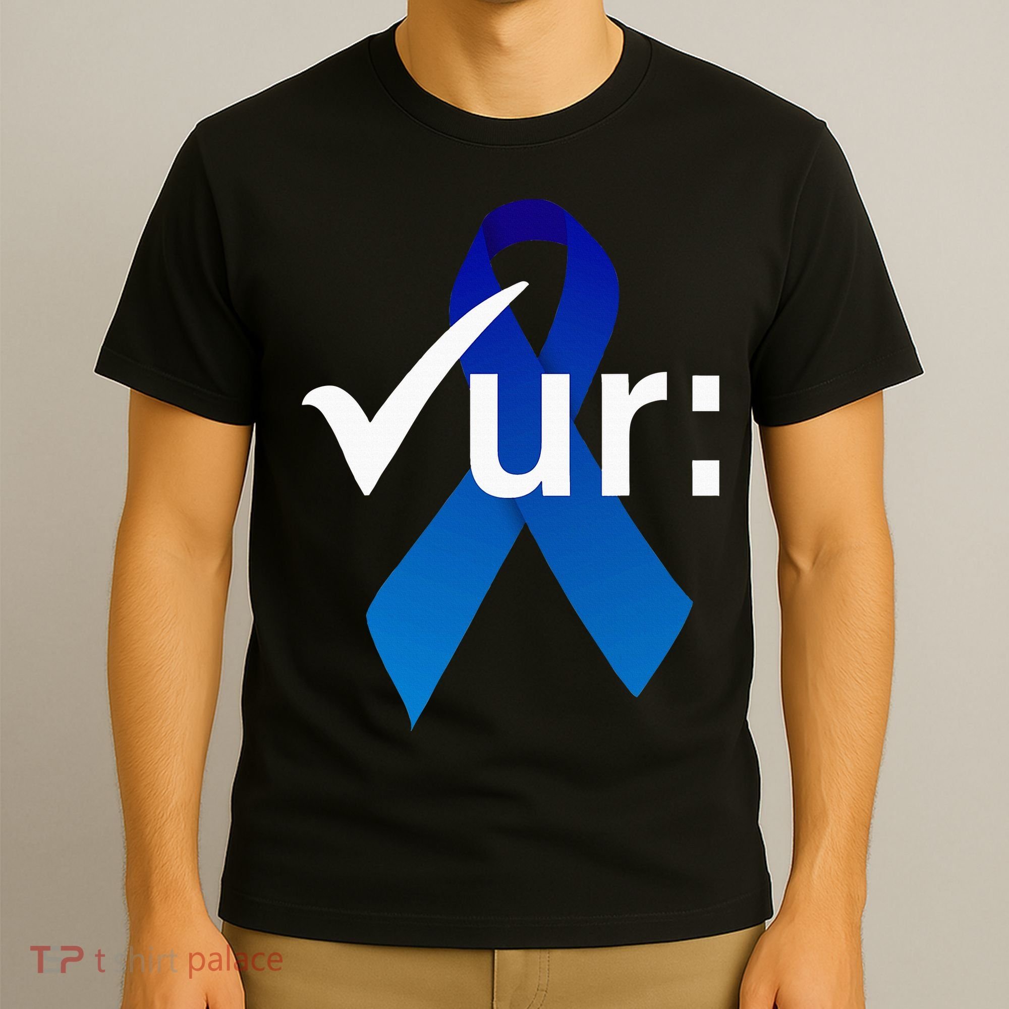 Check Your Colon Colorectal Cancer Awareness Blue Ribbon T-Shirt