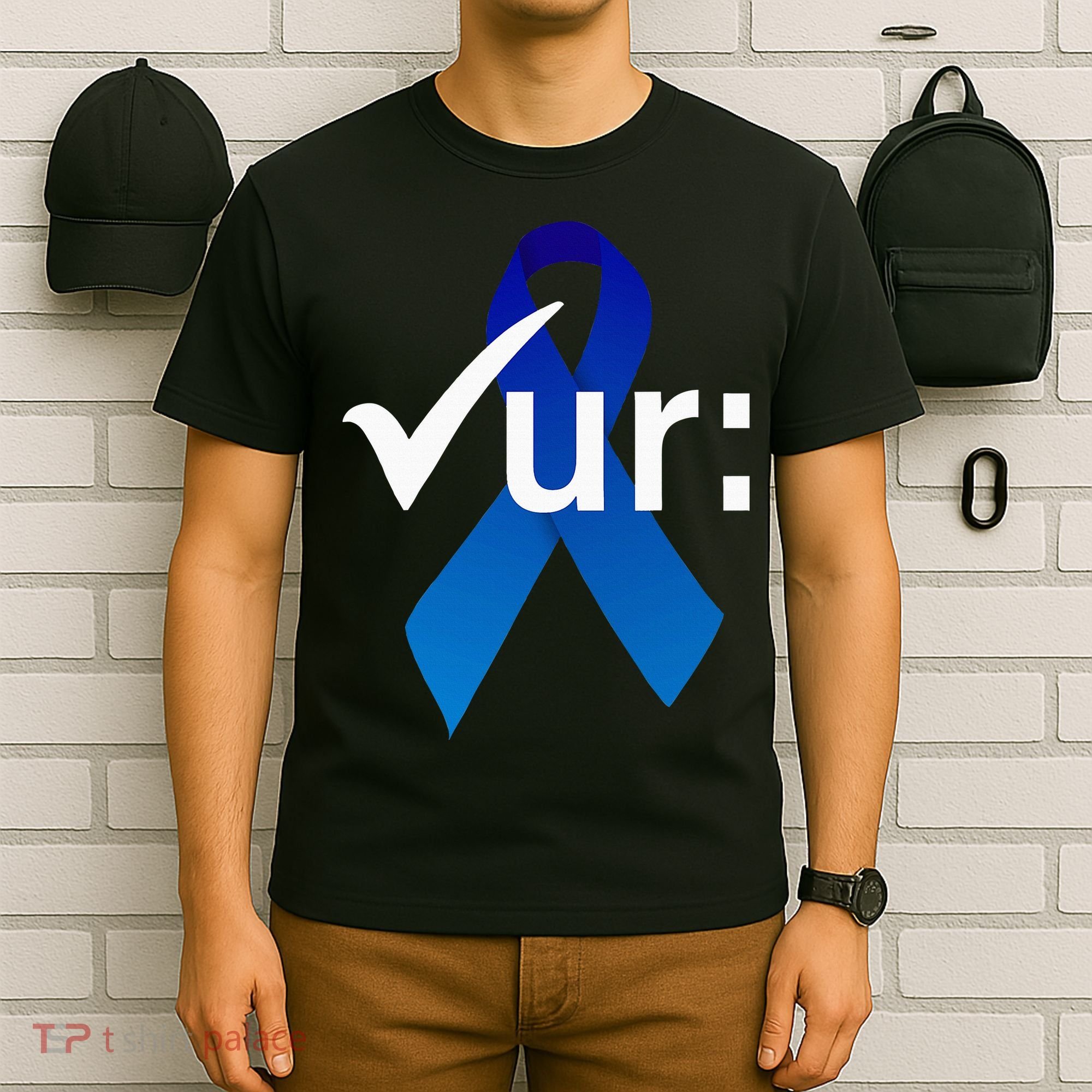 Check Your Colon Colorectal Cancer Awareness Blue Ribbon T-Shirt