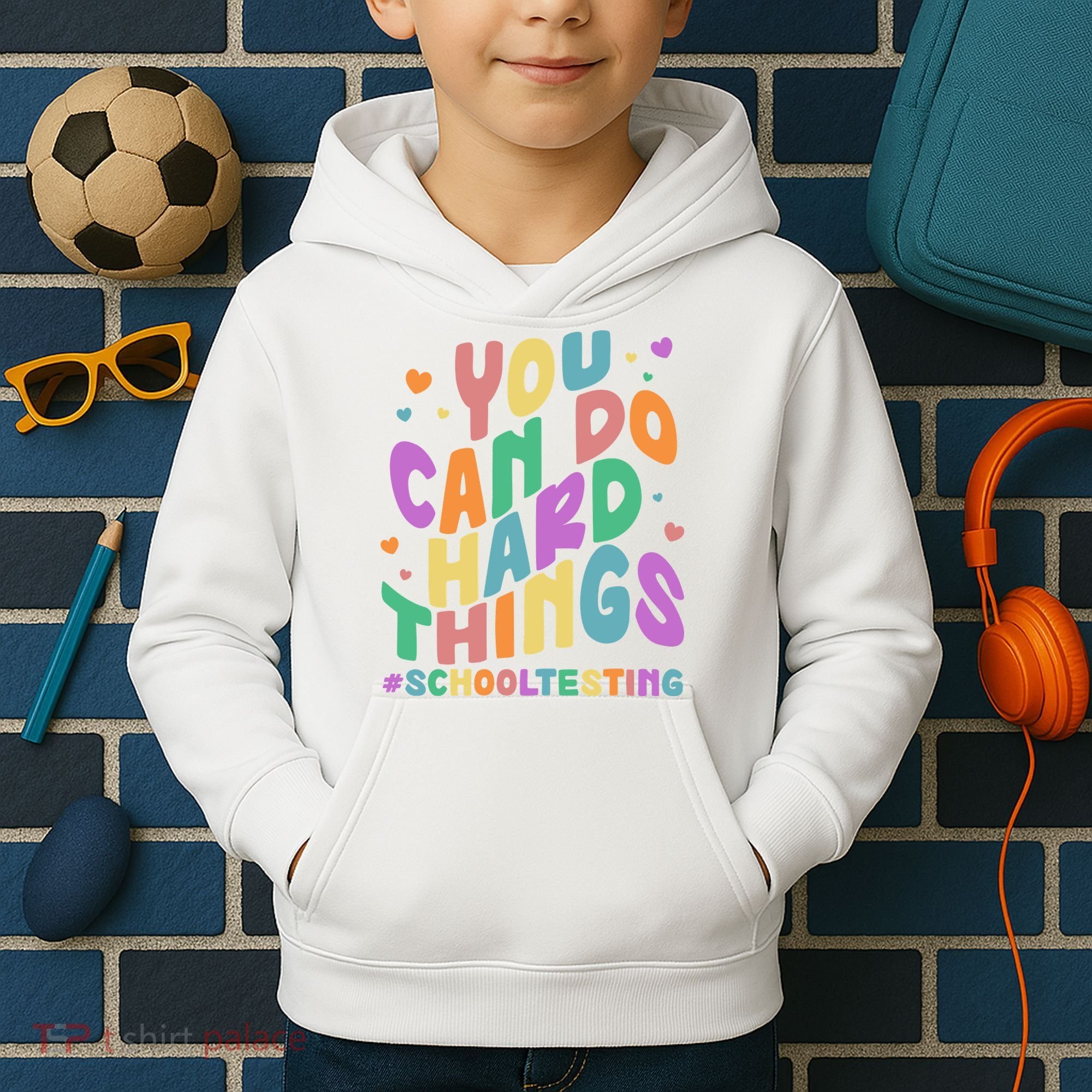 Cute You Can Do Hard Things #School Testing Kids Hoodie