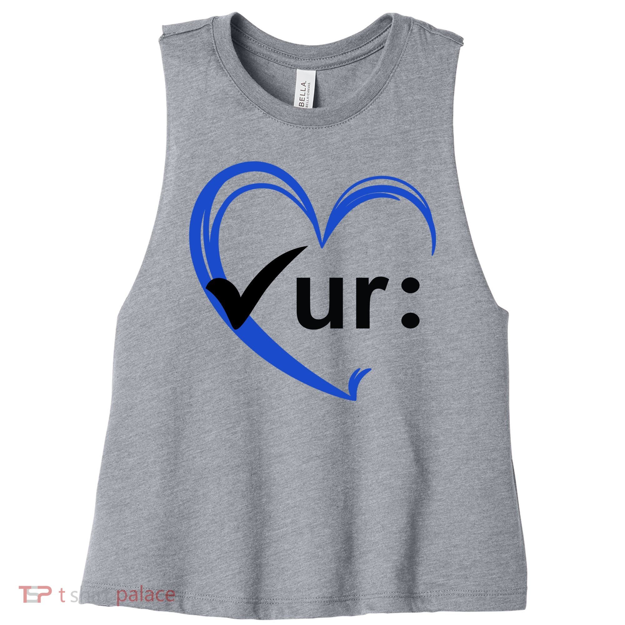 Check Your Colon Cancer Awareness Heart Women's Racerback Cropped Tank