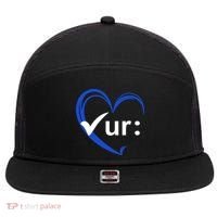 Check Your Colon Cancer Awareness Heart 7 Panel Mesh Trucker Snapback Hat thumb 0