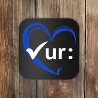 Check Your Colon Cancer Awareness Heart Coaster thumb 0