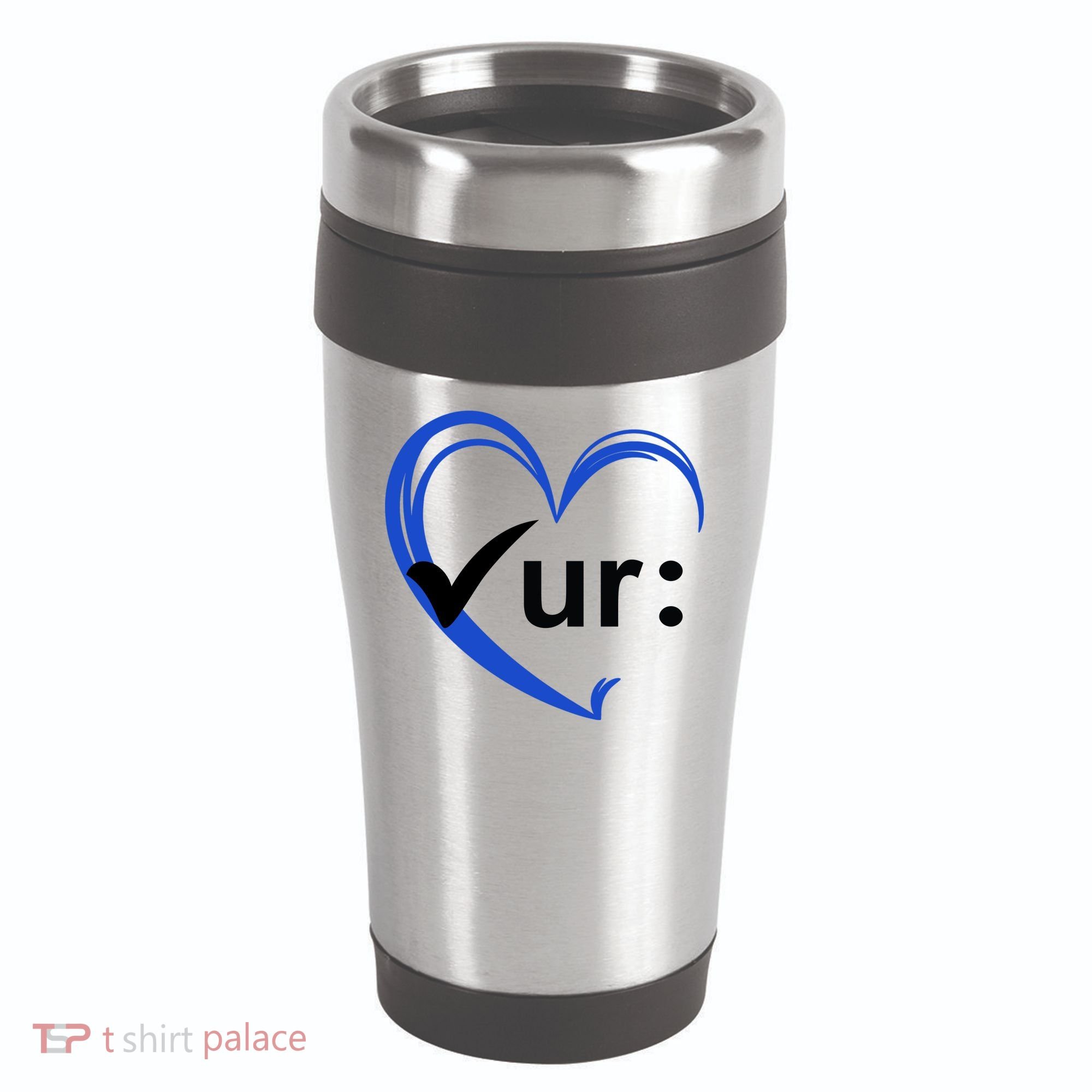Check Your Colon Cancer Awareness Heart 16oz Travel Tumbler