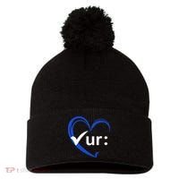 Check Your Colon Cancer Awareness Heart Pom Pom 12in Knit Beanie thumb 0