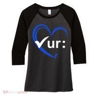 Check Your Colon Cancer Awareness Heart Women's Tri-Blend 3/4-Sleeve Raglan Shirt thumb 0