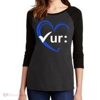 Check Your Colon Cancer Awareness Heart Women's Tri-Blend 3/4-Sleeve Raglan Shirt thumb 2
