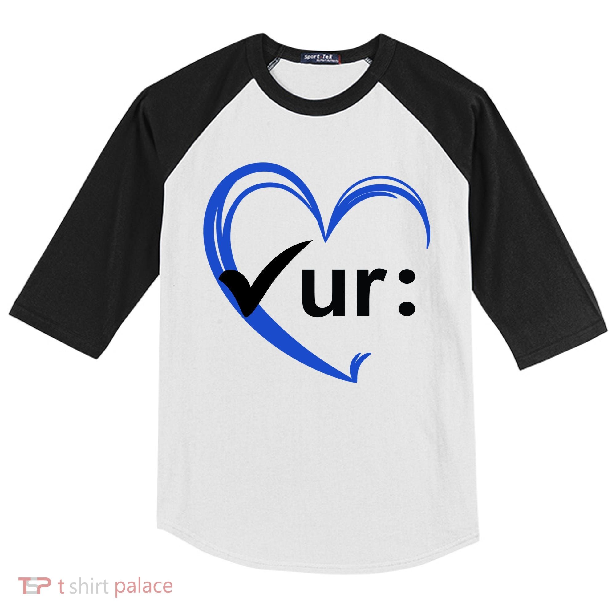 Check Your Colon Cancer Awareness Heart Kids Colorblock Raglan Jersey