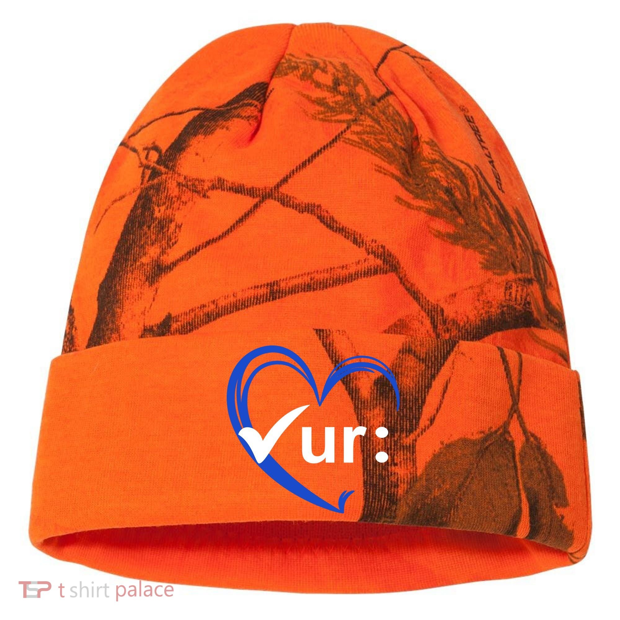 Check Your Colon Cancer Awareness Heart Kati Licensed 12" Camo Cuffed Beanie