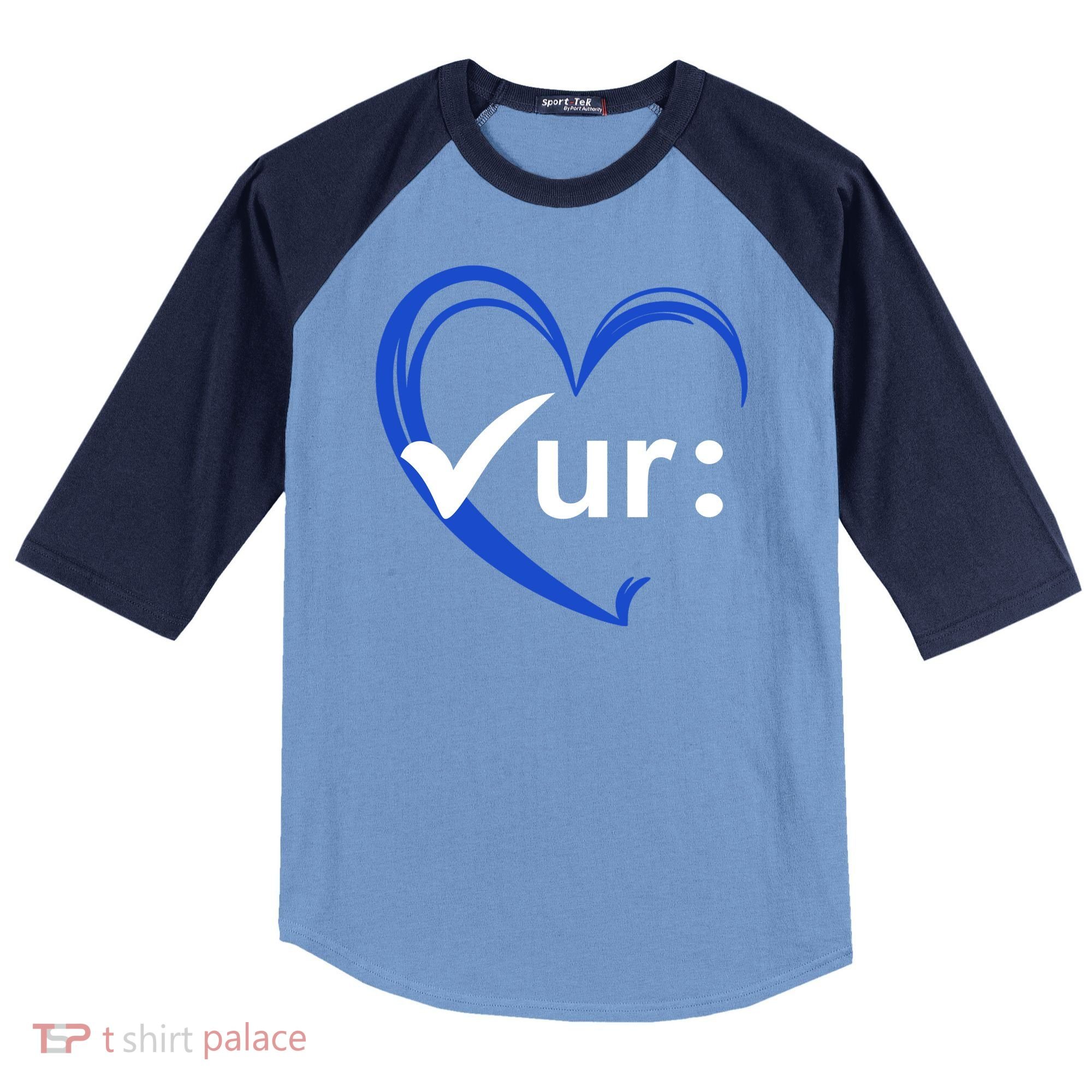 Check Your Colon Cancer Awareness Heart Raglan Baseball Sleeve Shirt