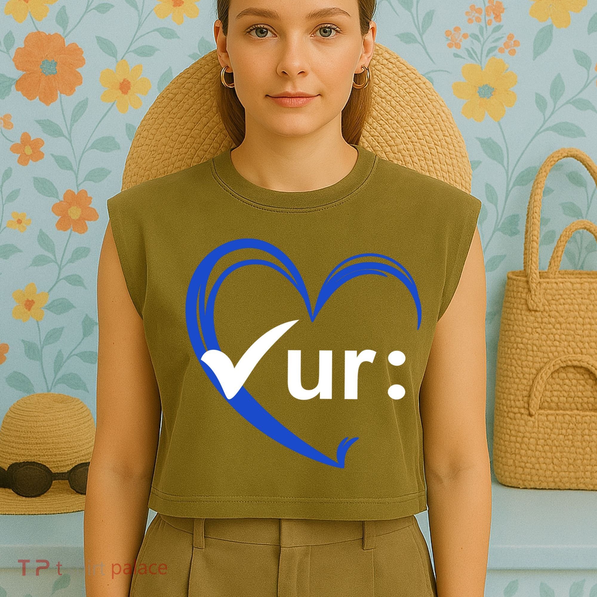 Check Your Colon Cancer Awareness Heart Garment-Dyed Women's Muscle Tee