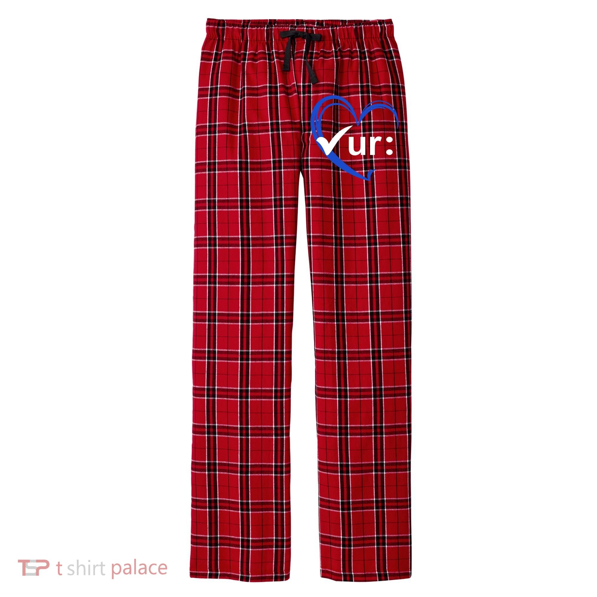 Check Your Colon Cancer Awareness Heart Men's Flannel Plaid Pajama Pants