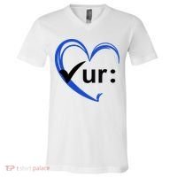 Check Your Colon Cancer Awareness Heart V-Neck T-Shirt thumb 0