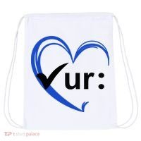 Check Your Colon Cancer Awareness Heart Drawstring Bag thumb 0
