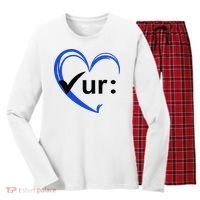 Check Your Colon Cancer Awareness Heart Women's Long Sleeve Flannel Pajama Set  thumb 0