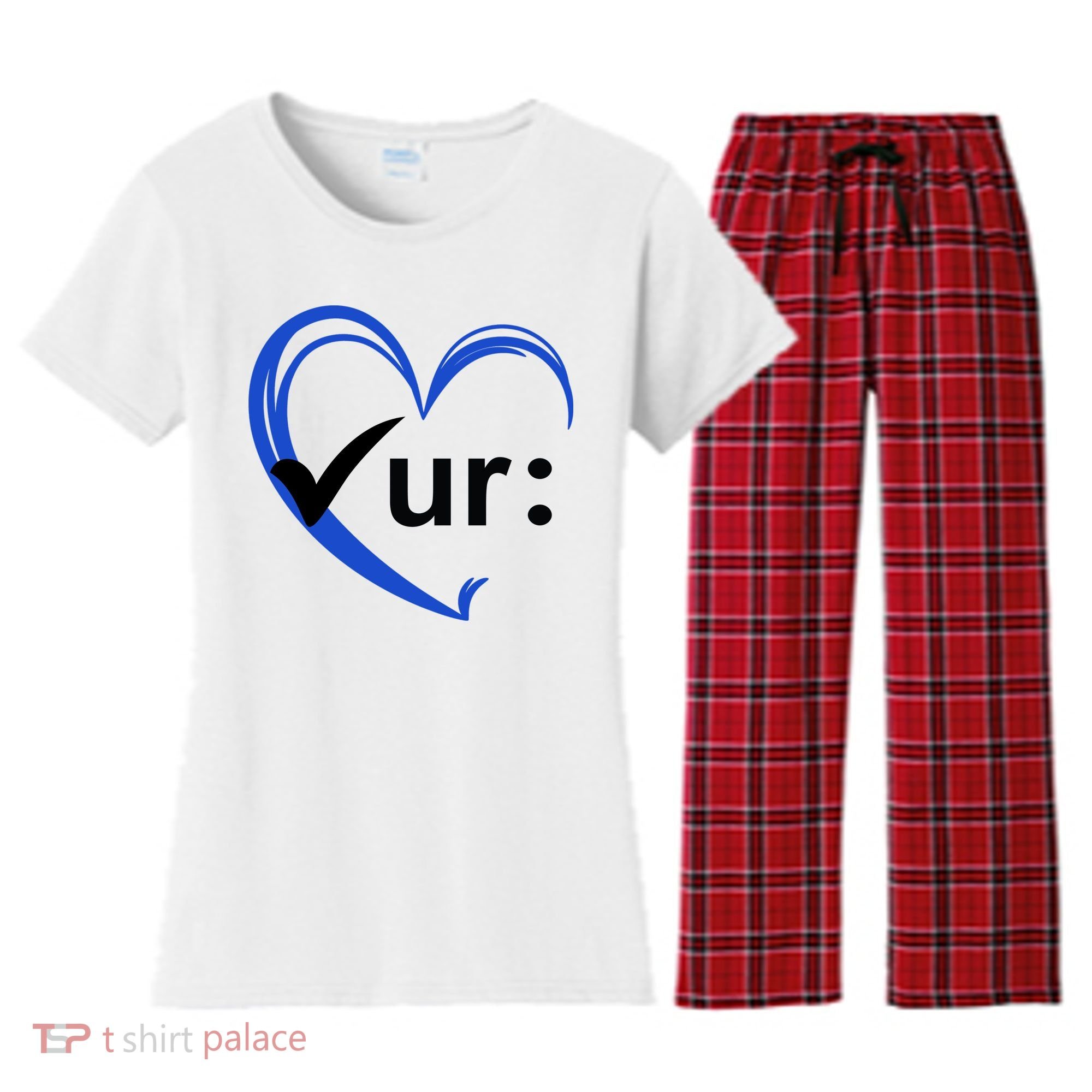 Check Your Colon Cancer Awareness Heart Women's Flannel Pajama Set