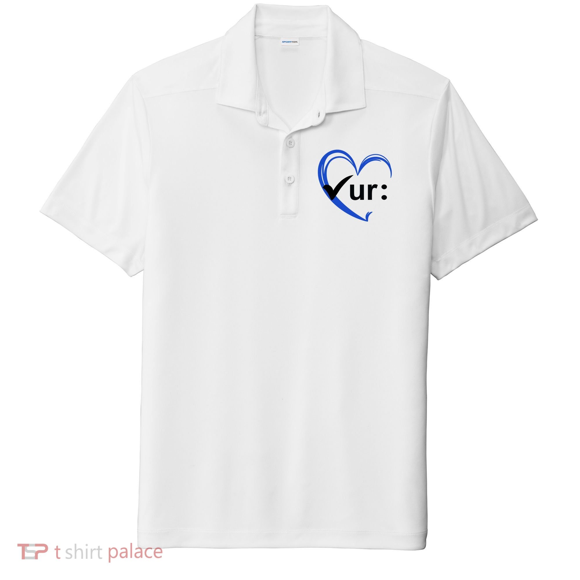 Check Your Colon Cancer Awareness Heart Sport-Tek Posi-UV Pro Polo