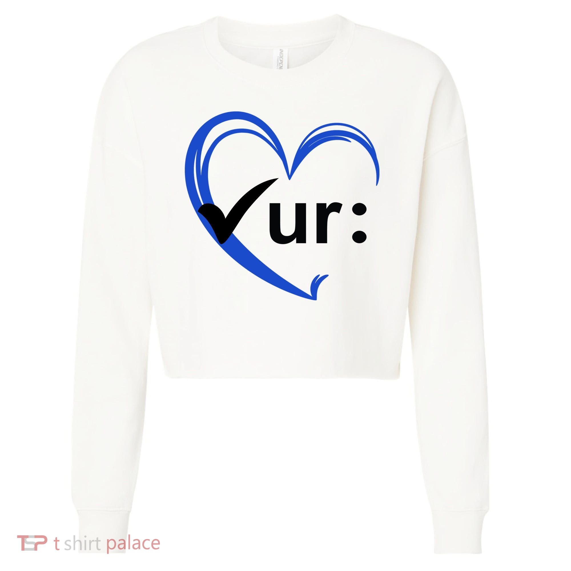 Check Your Colon Cancer Awareness Heart Cropped Pullover Crew