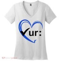 Check Your Colon Cancer Awareness Heart Women's V-Neck T-Shirt thumb 0