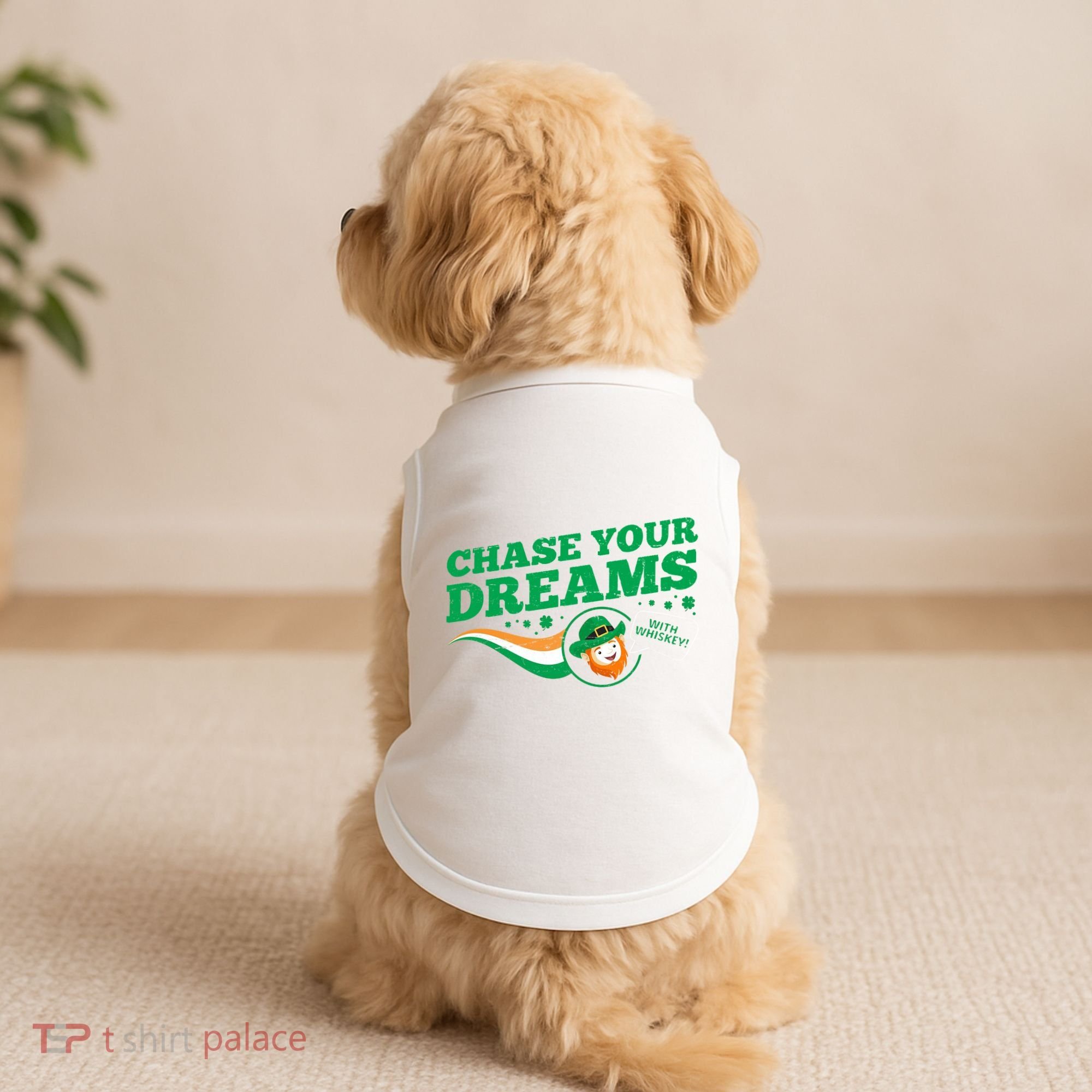 Chase Your Dreams With Whisky Leprechaun Doggie Tank