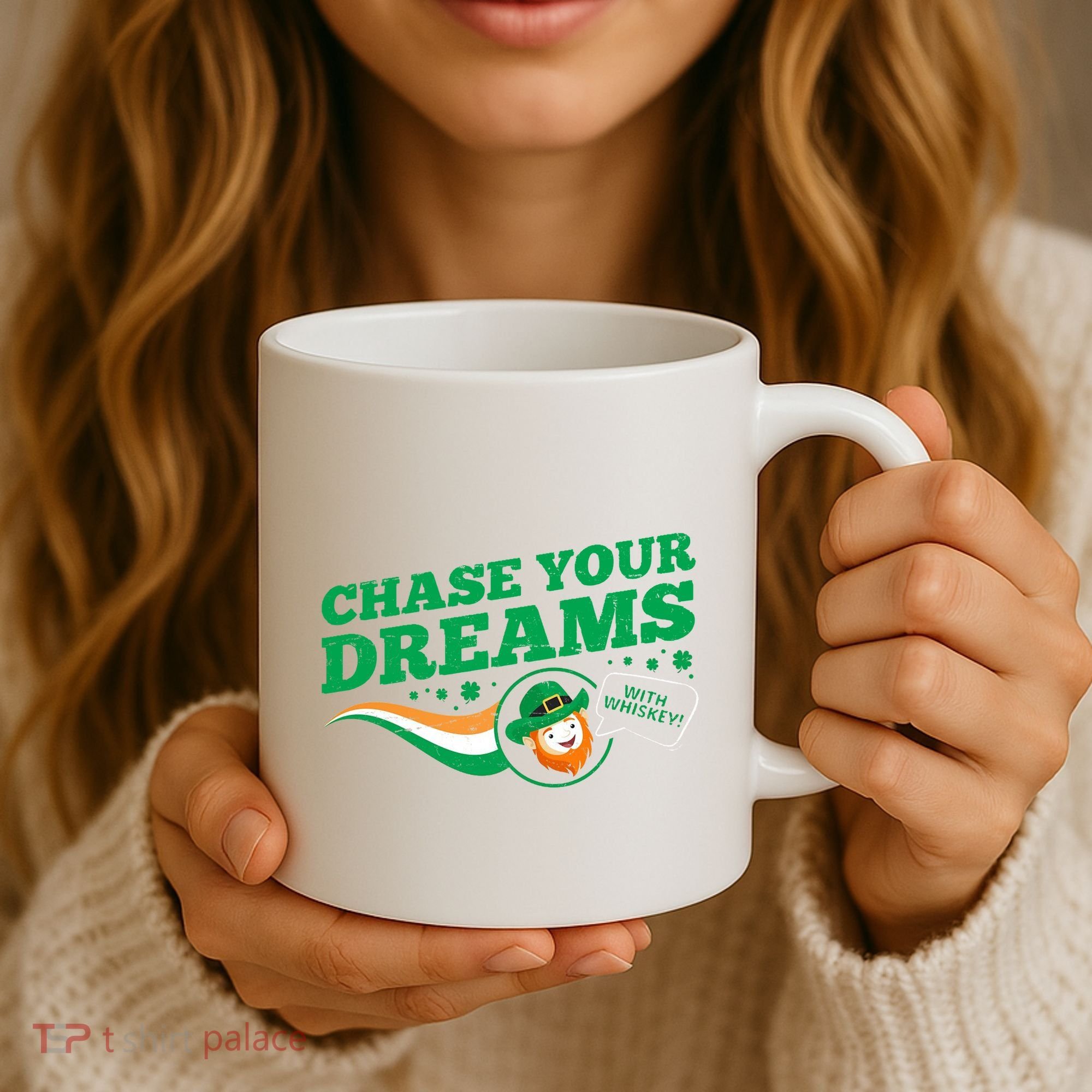 Chase Your Dreams With Whisky Leprechaun Coffee Mug