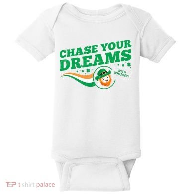Chase Your Dreams With Whisky Leprechaun Baby Bodysuit
