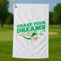 Chase Your Dreams With Whisky Leprechaun Golf Towel thumb 1