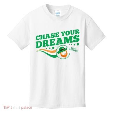 Chase Your Dreams With Whisky Leprechaun Kids T-Shirt