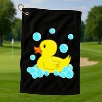 Cute Yellow Duck Duckie Bath Toys Rubber Ducky Golf Towel thumb 1
