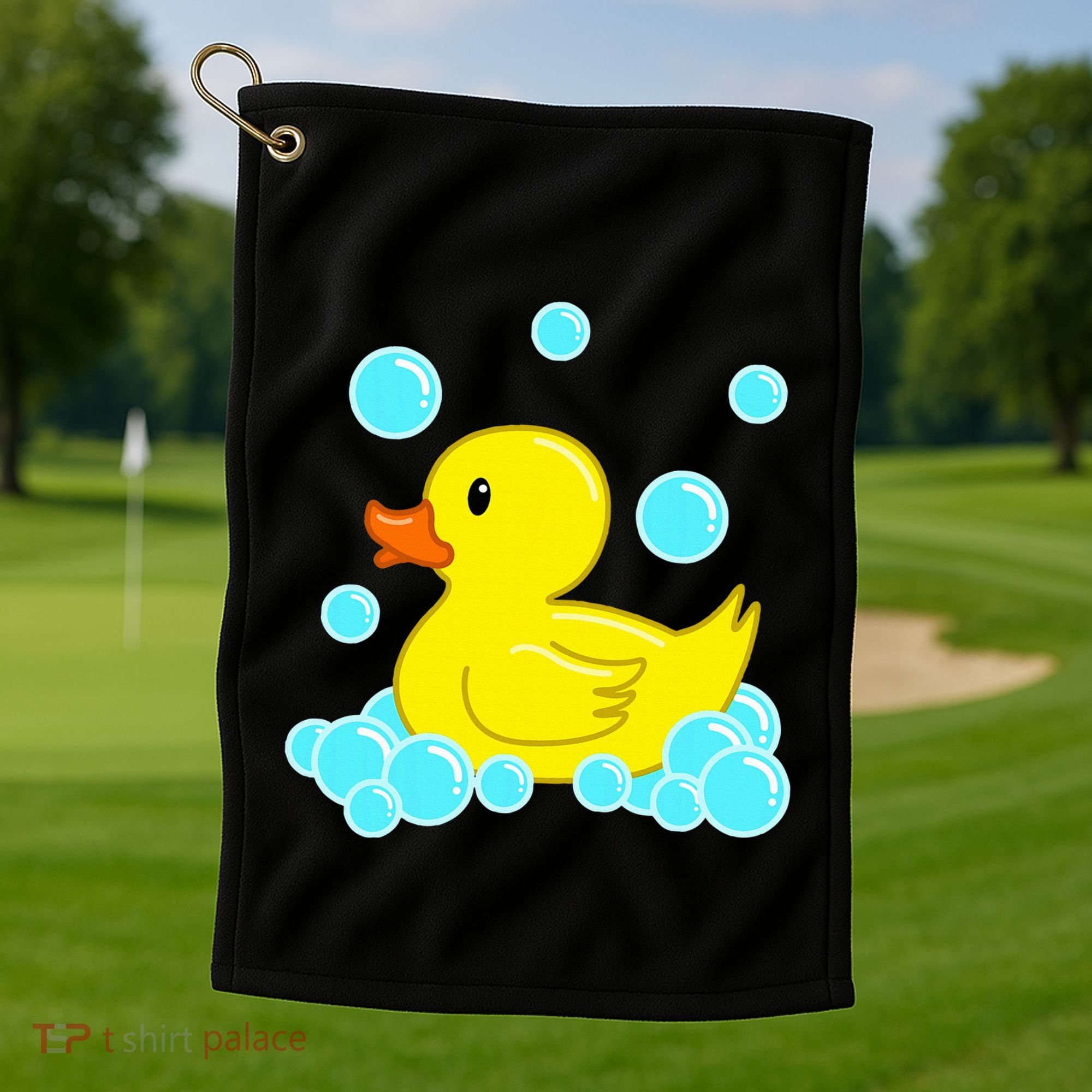 Cute Yellow Duck Duckie Bath Toys Rubber Ducky Golf Towel