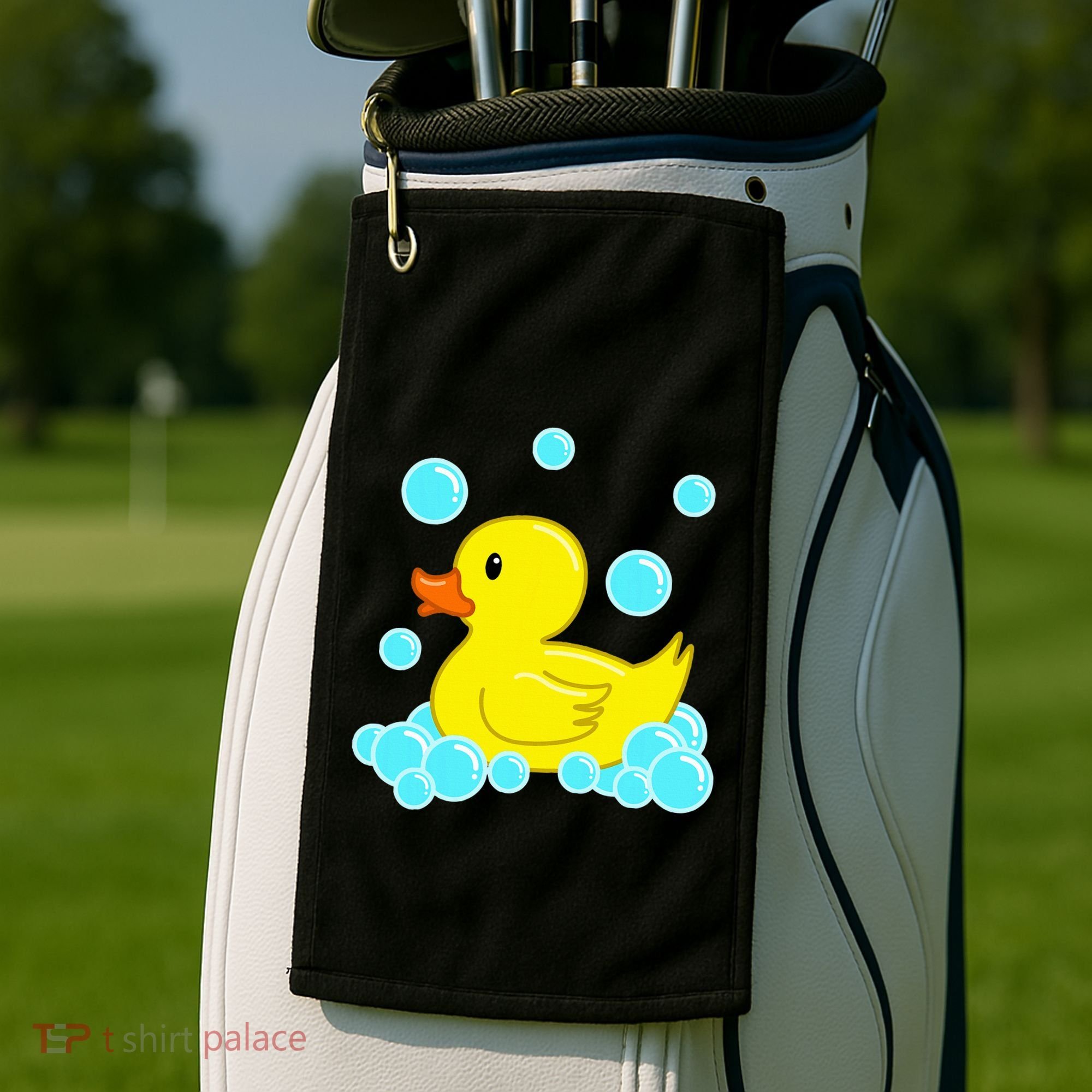 Cute Yellow Duck Duckie Bath Toys Rubber Ducky Golf Towel