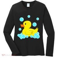 Cute Yellow Duck Duckie Bath Toys Rubber Ducky Women's Long Sleeve Shirt thumb 0
