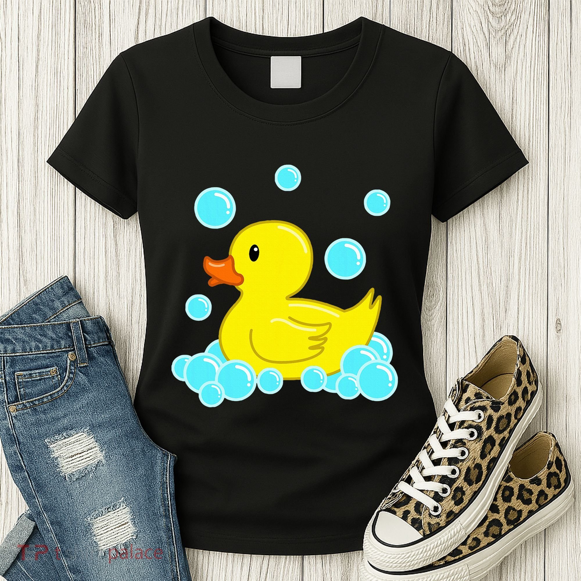 Cute Yellow Duck Duckie Bath Toys Rubber Ducky Women's T-Shirt