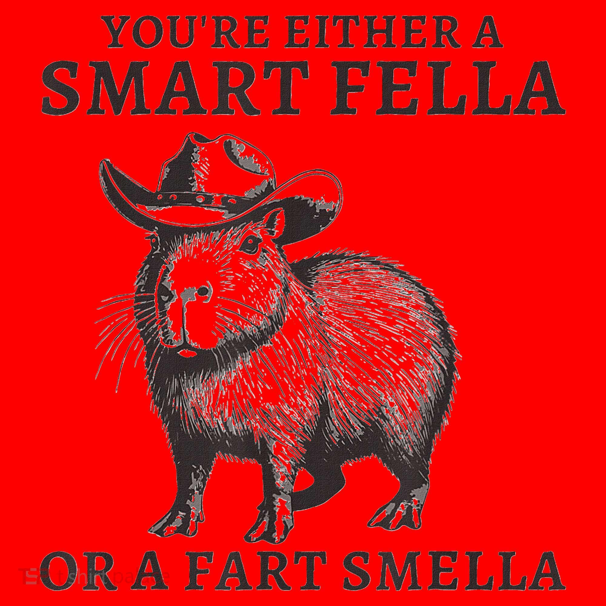 Capybara YouRe Either A Smart Fella Or A Fart Smella Santa Hat