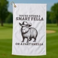 Capybara YouRe Either A Smart Fella Or A Fart Smella Golf Towel thumb 1