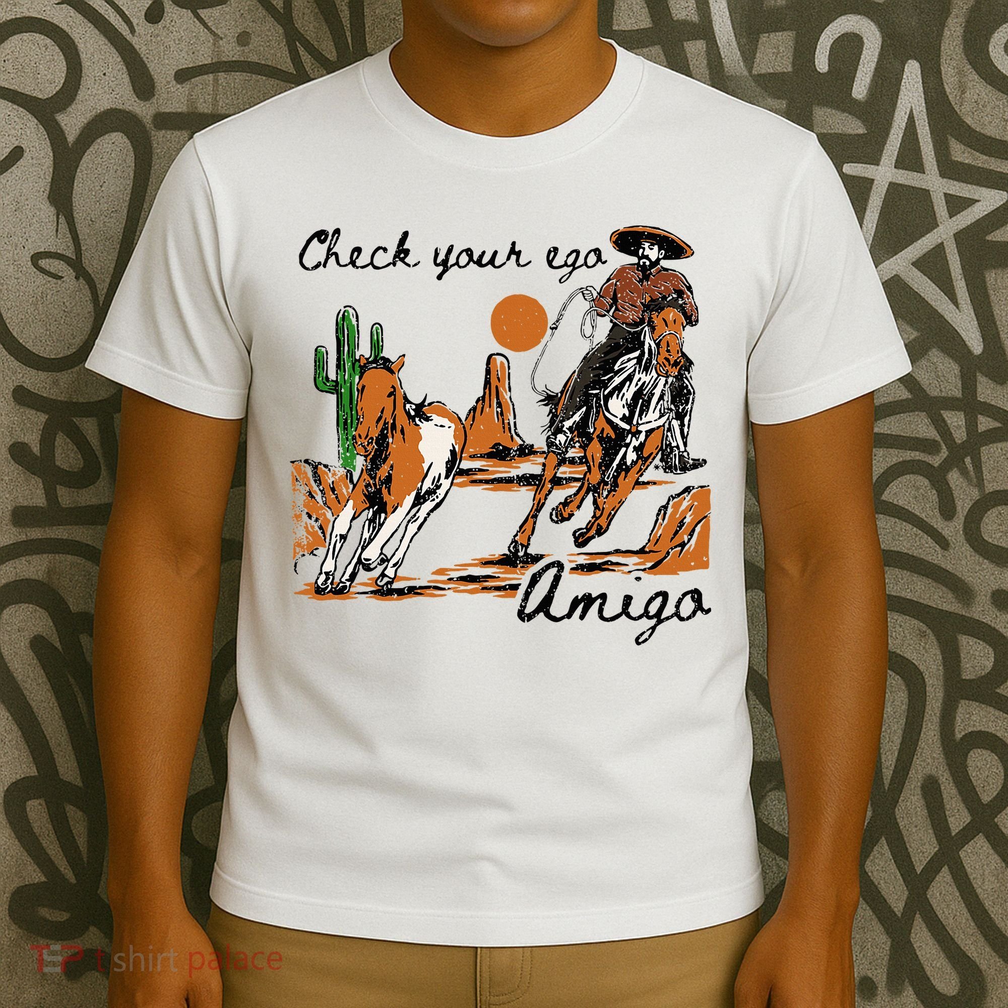 Check Your Ego Amigo Western Vintage Western Cowboy T-Shirt