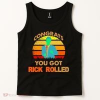 Congrats You Got Rick Rolled Meme Tank Top thumb 2