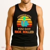 Congrats You Got Rick Rolled Meme Tank Top thumb 3