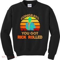 Congrats You Got Rick Rolled Meme Kids Sweatshirt thumb 0