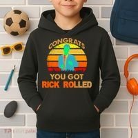 Congrats You Got Rick Rolled Meme Kids Hoodie thumb 2