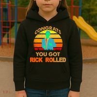 Congrats You Got Rick Rolled Meme Kids Hoodie thumb 3