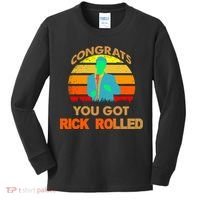 Congrats You Got Rick Rolled Meme Kids Long Sleeve Shirt thumb 0